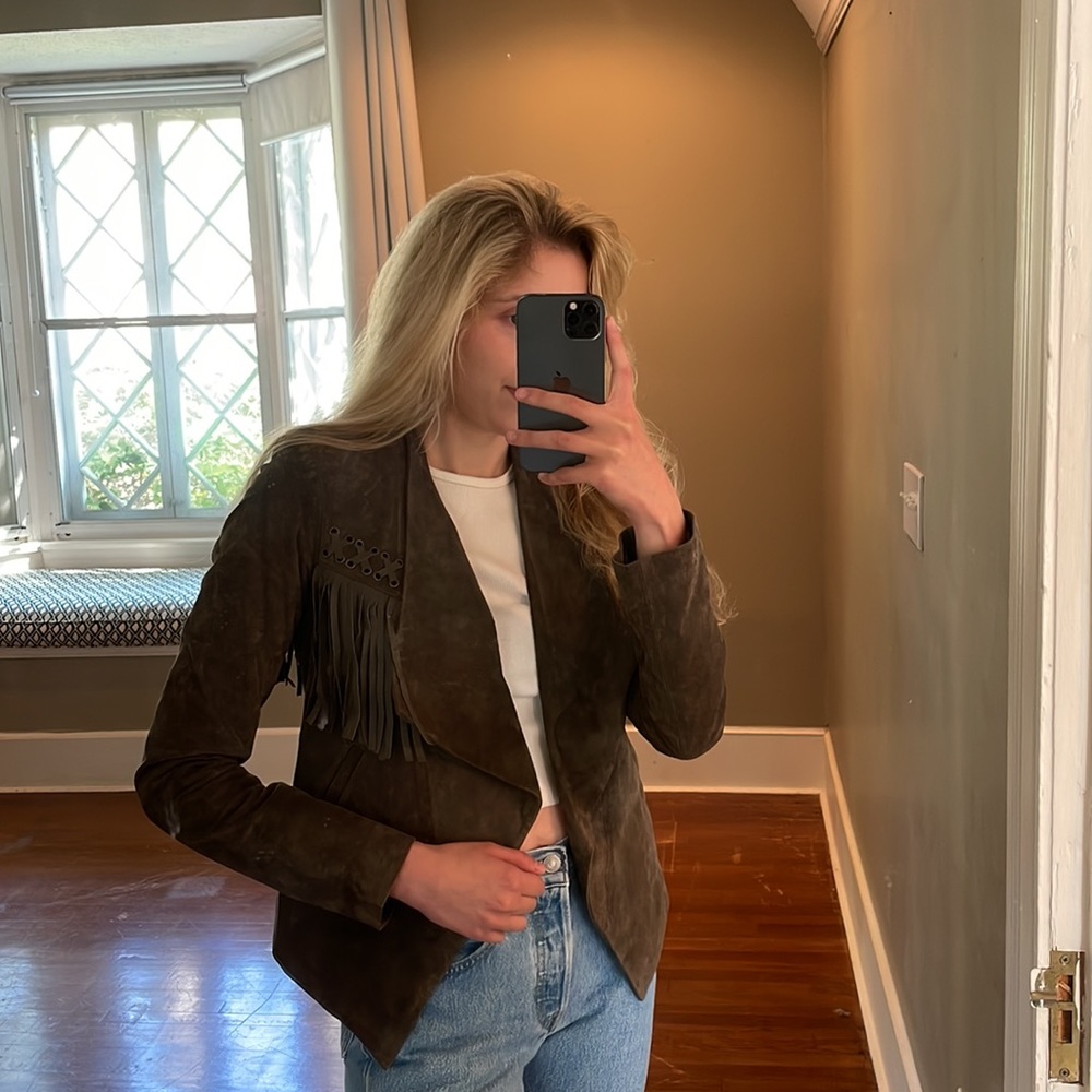 BB Dakota Brown Suede Jacket with Fringe